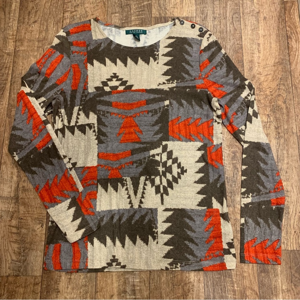 Aztec Print RALPH LAUREN Long Sleeve Top